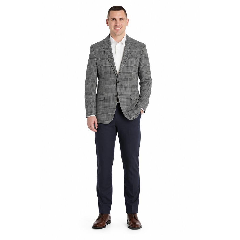 Tallia Verdello Slim-Fit Wool Blend Suit Separate Jacket Cream/Brown Size 36